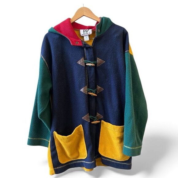 W Wear 2 Jackets & Blazers - W Wear 2 Fleece Hooded Jacket Colorblock Sz M-XL patch Pockets Toggle Closure